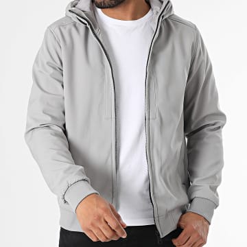 Frilivin - Chaqueta gris con capucha y cremallera