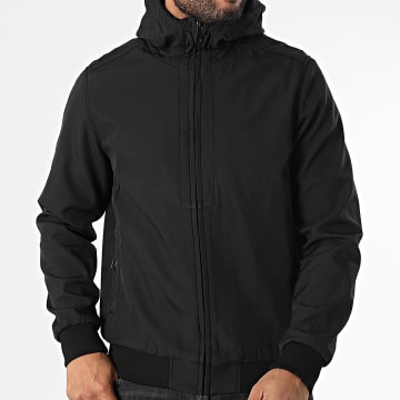 Frilivin - Chaqueta negra con cremallera y capucha