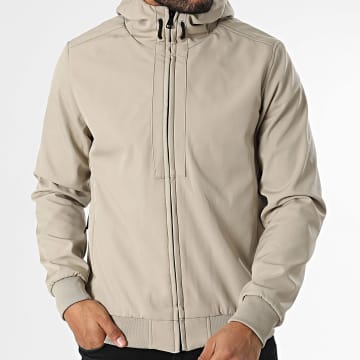 Frilivin - Chaqueta beige con capucha y cremallera