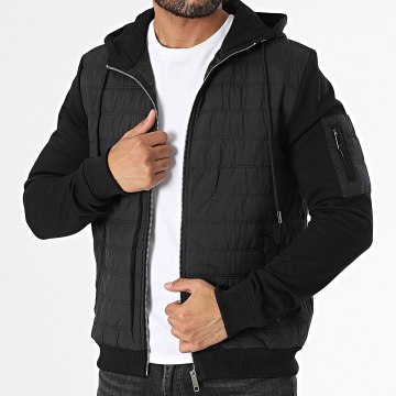 Frilivin - Chaqueta negra con cremallera y capucha