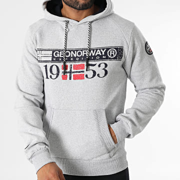 Geographical Norway - Sweat Capuche Fast Life Gris Chiné