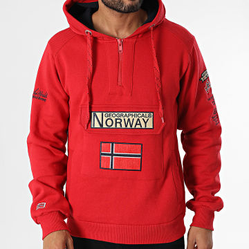 Geographical Norway - Sweat Col Zippé Capuche Gymclass Rouge
