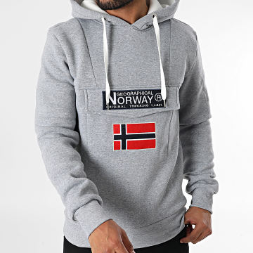 Geographical Norway - Sweat Capuche Gadrien Gris Chiné