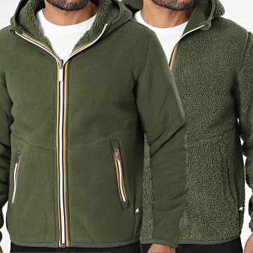 K-Way - Jack Sherpa Polar Reversible Hooded Zip Jacket Double K4122UW Khaki Green