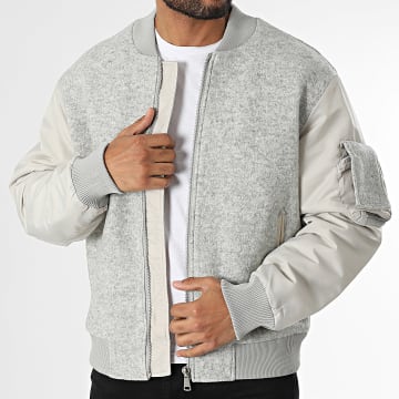 Frilivin - Chaqueta bomber gris jaspeado