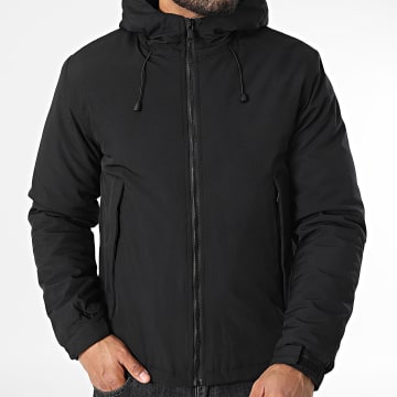 Frilivin - Chaqueta negra con cremallera y capucha