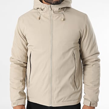 Frilivin - Chaqueta beige con capucha y cremallera