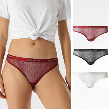 Tommy Hilfiger - Lot De 3 Strings Femme 5534 Blanc Noir Bordeaux
