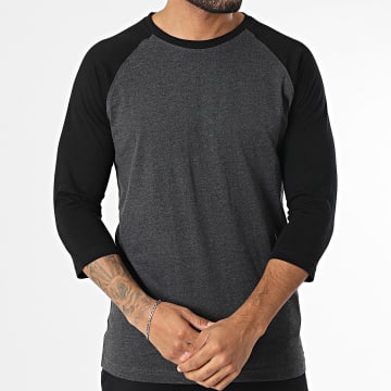 Urban Classics - Tee Shirt Manches Mi Longues Gris Anthracite Noir