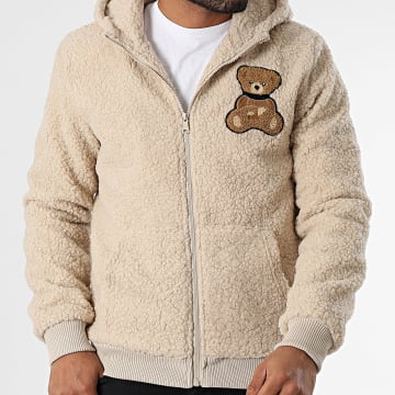 John H - Veste Zippée Capuche Sherpa AB3916 Beige