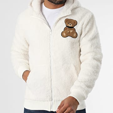John H - Veste Zippée Capuche Sherpa AB3916 Beige Clair