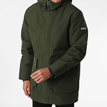 Aigle - AD089 Parka con capucha verde caqui
