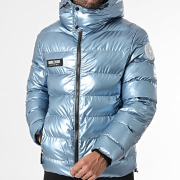 DoubleHood - Abrigo con capucha azul metalizado Chrysler