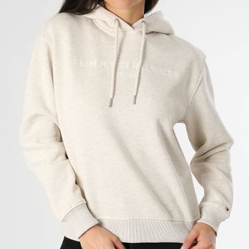 Tommy Hilfiger - Sweat Capuche Femme Corp Logo 3598 Beige Chiné