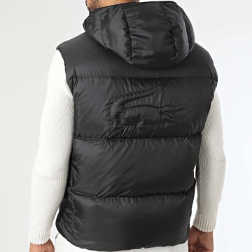 Lacoste - Giacca senza maniche con cappuccio con logo coccodrillo ricamato Nero