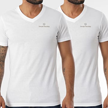 Sergio Tacchini - Lote de 2 camisetas con cuello de pico 39493036 Blanco