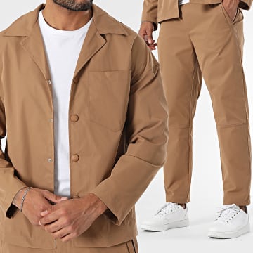 Uniplay - Conjunto de sobrecamisa y pantalón camel