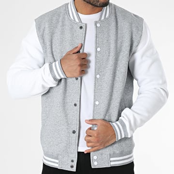 Classic Series - Veste Teddy Gris Chiné Blanc