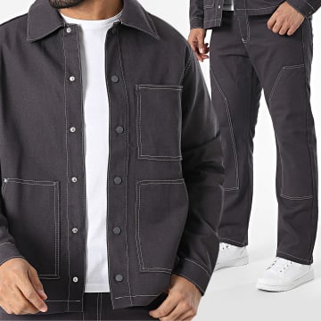 KZR - Ensemble Veste Jean Et Jean Gris Anthracite