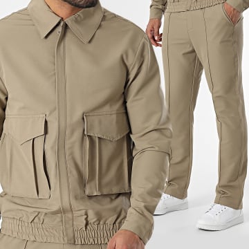 KZR - Ensemble Veste Zippée Et Pantalon Vert Kaki