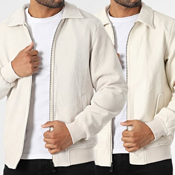 MTX - Cazadora reversible de polipiel beige claro