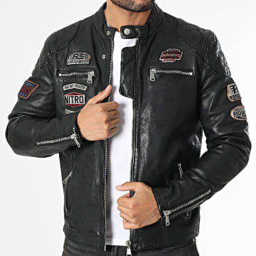 Redskins - Veste Cuir Zippée Nitro Barcelona Noir