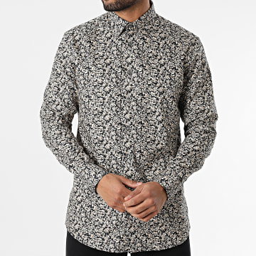 Classic Series - Ethan Slim Shirt Lange Mouw Zwart Beige