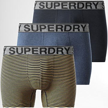 Superdry - Lot De 3 Boxers M3110452A Bleu Marine Jaune