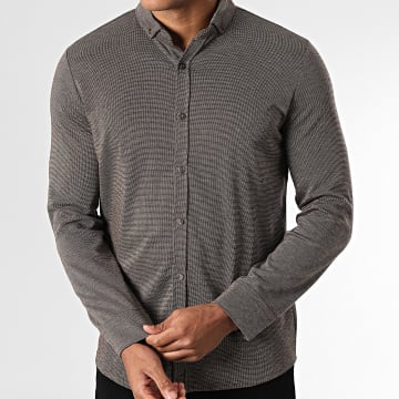 Classic Series - Chiné Bruin Shirt Met Lange Mouwen