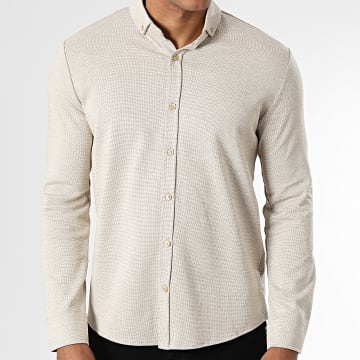 Classic Series - Hemd Langarm Hellbeige Meliert
