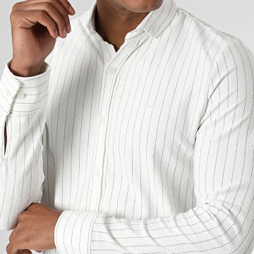 Classic Series - Chemise Manches Longues A Rayures Blanc Noir