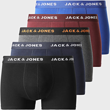 Jack And Jones - Set van 5 Boxers Vrijdag Zwart Koningsblauw Bordeaux Marineblauw Grijs