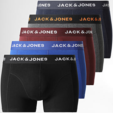 Jack And Jones - Set van 5 boxers Vrijdag Zwart Koningsblauw Grijs Heather Marineblauw Bordeaux