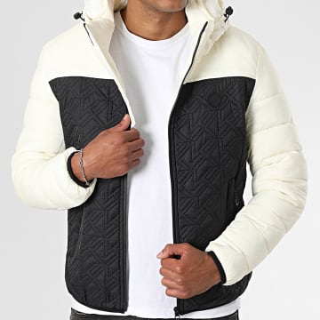 Kymaxx - Doudoune Capuche Ecru Noir