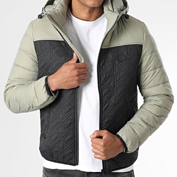 Kymaxx - Doudoune Capuche Vert Kaki Noir