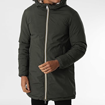 Kymaxx - Parka con capucha verde caqui