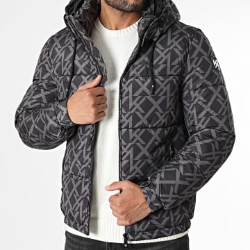 Kymaxx - Doudoune Capuche Noir Gris Anthracite