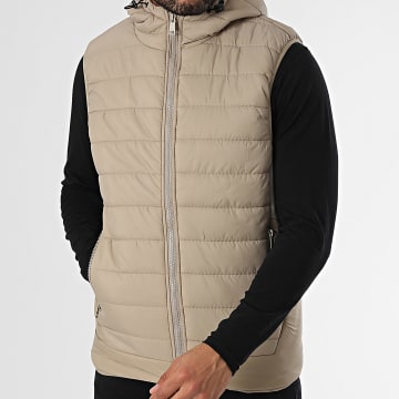 Classic Series - Chaqueta beige sin mangas con capucha