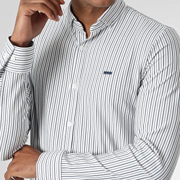 Classic Series - Camicia a maniche lunghe a righe bianche e blu navy