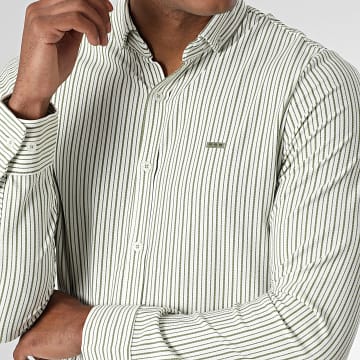 Classic Series - Camicia a maniche lunghe a righe bianco-verdi