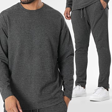 Classic Series - Charcoal grijs gevlekt shirt en broek met lange mouwen