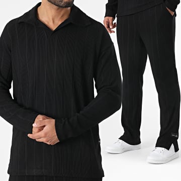 Classic Series - Ensemble Polo Manches Longues Et Pantalon Noir
