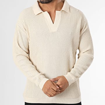 Classic Series - Jersey beige con cuello de pico