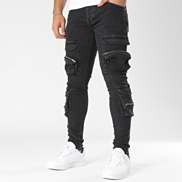 2Y Premium - Pantalon Cargo Jean Noir