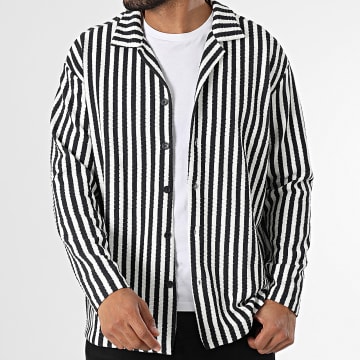 Classic Series - Chemise Manches Longues A Rayures Noir Blanc