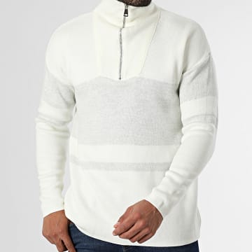 Classic Series - Jersey Beige Gris Claro Moteado Cuello Cremallera