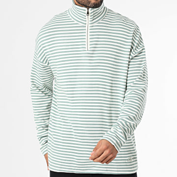 Classic Series - Jersey de rayas blancas y verdes con cuello de cremallera