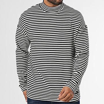 Classic Series - Maglione girocollo a righe bianche e nere