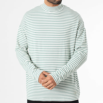 Classic Series - Jersey de cuello alto a rayas blanco y verde