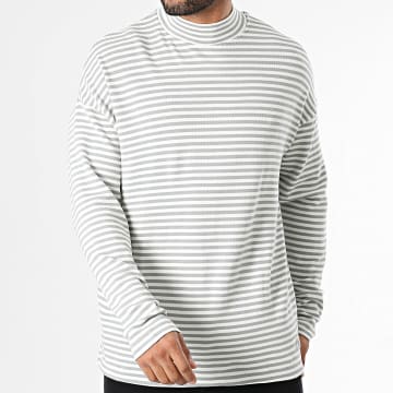 Classic Series - Jersey de cuello redondo con rayas blancas y grises